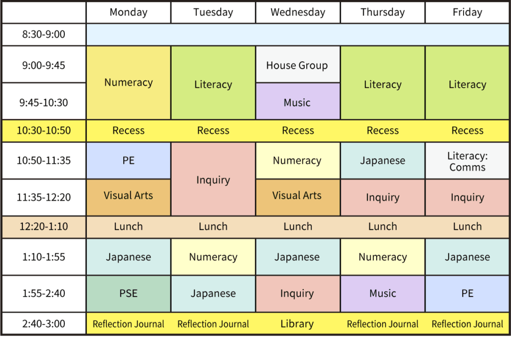 一週間の時間割サンプルの画像